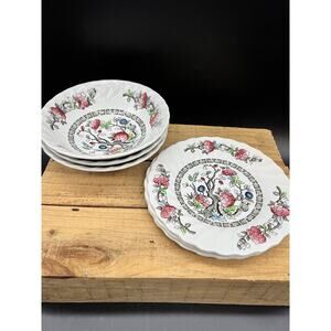 Myott Staffordshire England Indian Tree Dessert Plates And Bowls - 3 Of Each